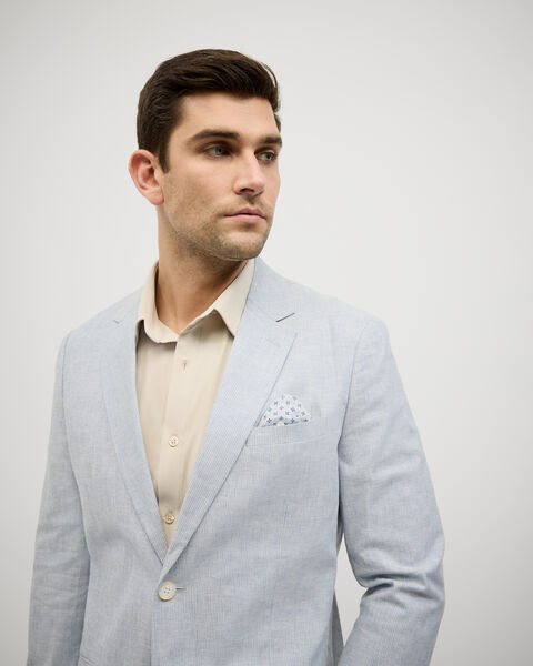 Single Breasted Summer Suit Jacket, Blue Stripe, hi-res